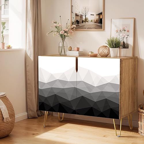 Vista 22 de SIGNWIN Aparador Buffet Gabinete, Armario de Almacenamiento de Cocina con 2 Puertas, Árbol Vibrante Naranja de Otoño Bosque, Mesa Consola Alacena