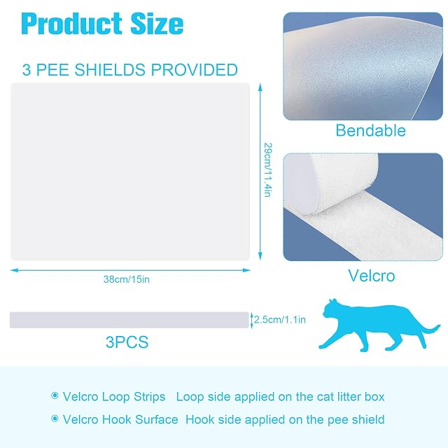 Foto 5 de 6 de 3 Protectores de Orina para Caja de Arena para Gatos, Protectores de Privacidad de Alta Cara Fácil de Limpiar