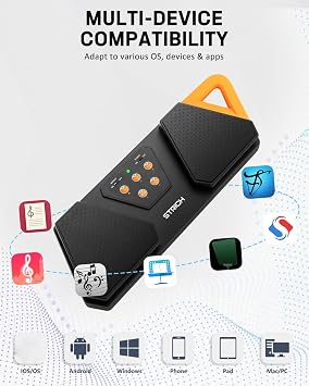 STRICH Wireless Page Turner Pedal for iPad, Silent Rechargeable, SPT-10X | Anti-slip rubber portable foot pedal for musical instruments, tablets and phones; Orange