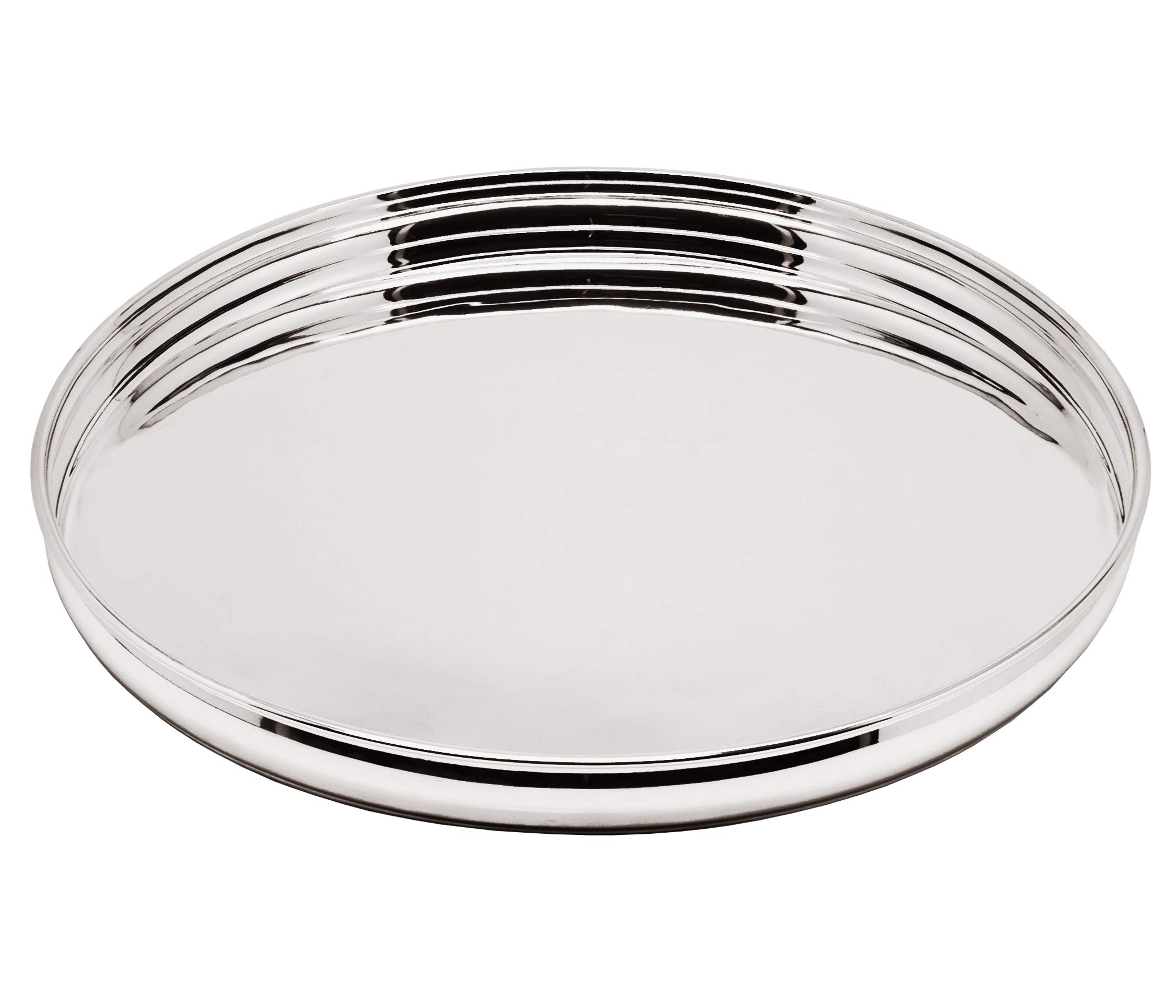 EDZARD plateau de service Segovia en métal argenté, rond, diamètre 36 cm