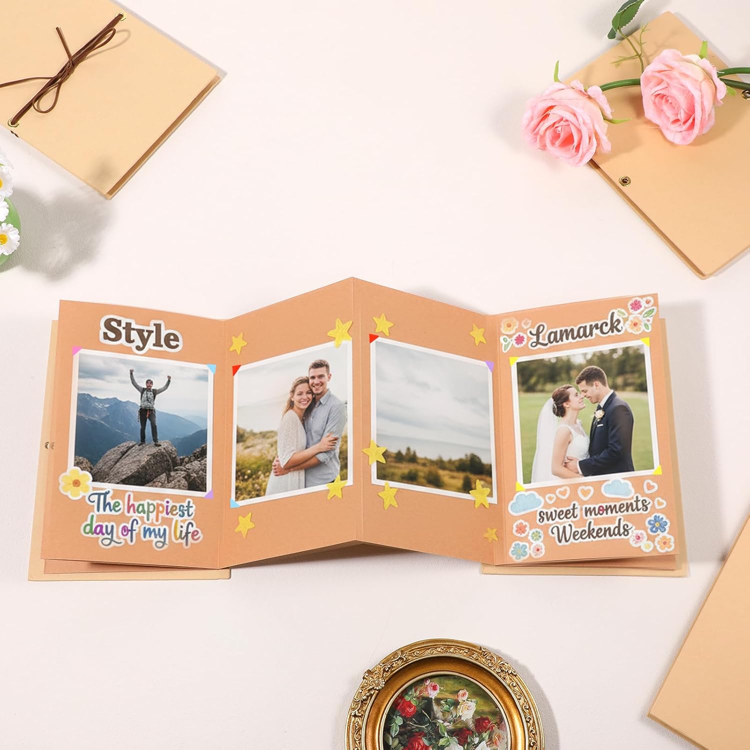 6 Pack Accordion Scrapbook Albums, 8.26 x 6 Inches Hardcover Photo Albums Stretchable Folding DIY Handmade Adventure Memory Book for Anniversary Graduation Wedding Birthday