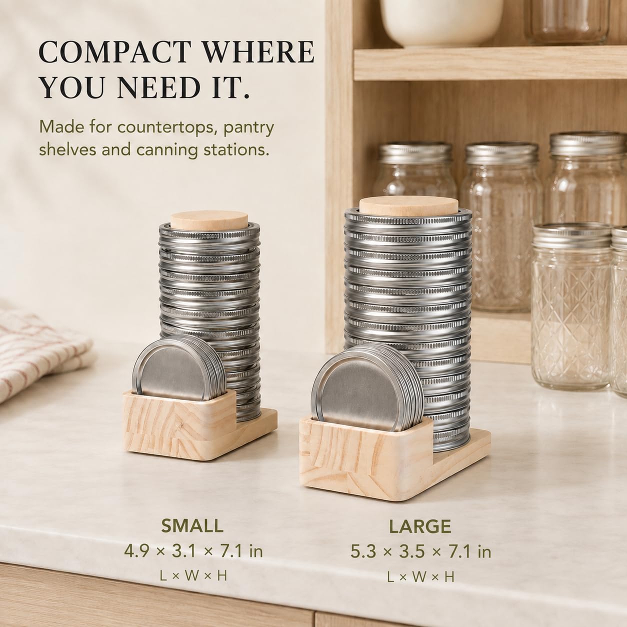 Wooden Mason Jar Lid Organizer for Regular & Wide Mouth Lids