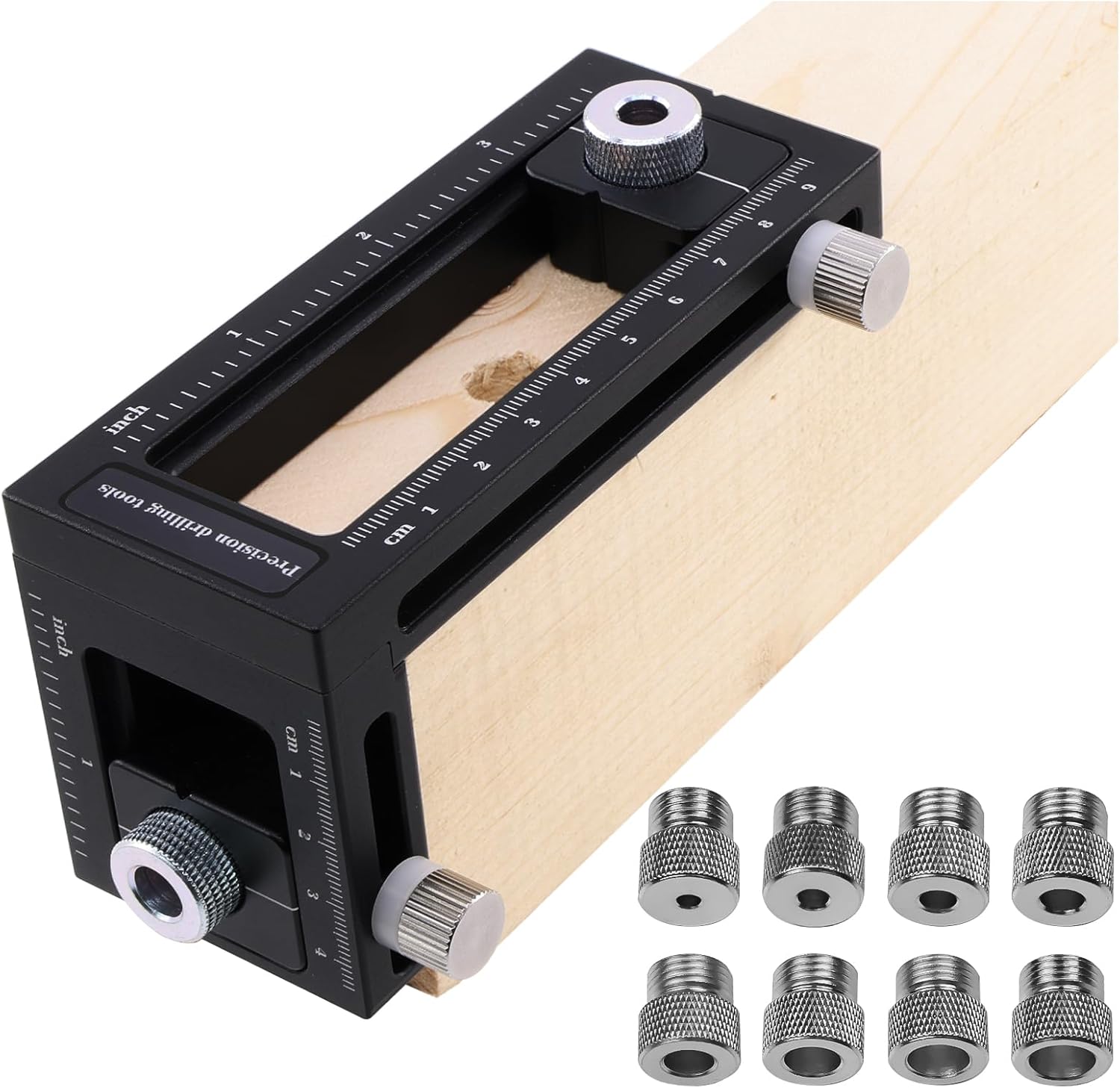 2-in-1 Doweling Jig Kit for Woodworking,Aluminum Alloy Multifunctional Screw Hole Drilling Guide with 8 Drill Bushings,Adjustable Wood Joint Locator Tool for Any Thickness Wood Joints and DIY Projects