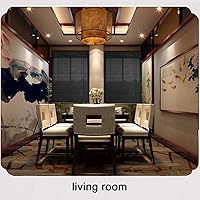 Vista 5 de Persiana enrollable de bambú negro transpirable, persianas enrollables opacas con filtro de luz, persianas enrollables romanas de bambú para sala