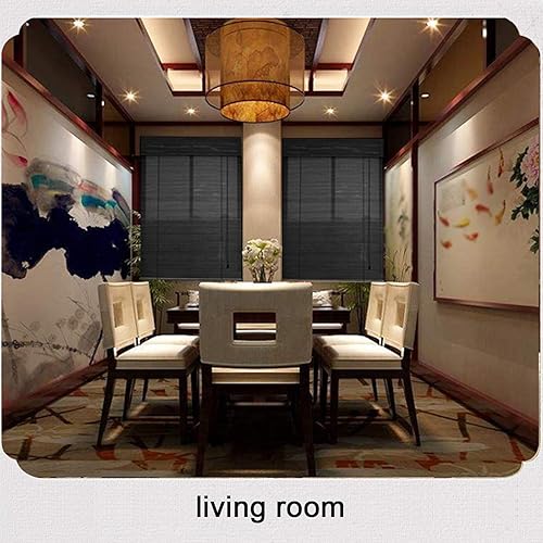 Miniatura 5 de KDDEON Persiana enrollable de bambú negro transpirable, persianas enrollables opacas con filtro de luz, persianas enrollables romanas de bambú para