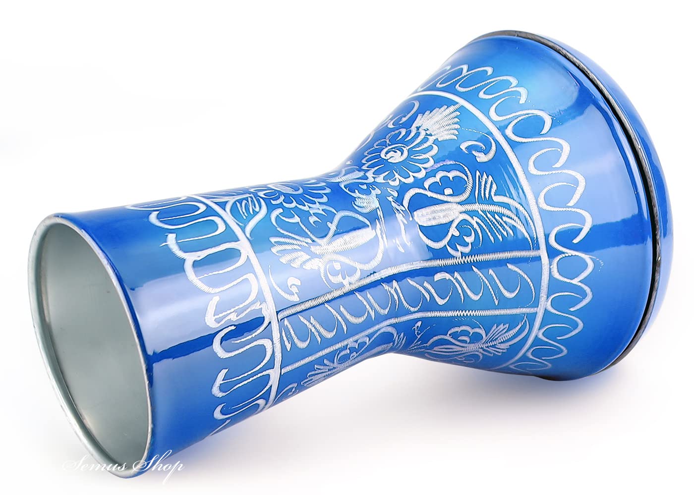 VD Vatan Darbuka - Tamburo orientale per bambini, in alluminio pressofuso inciso a mano, colore: Blu
