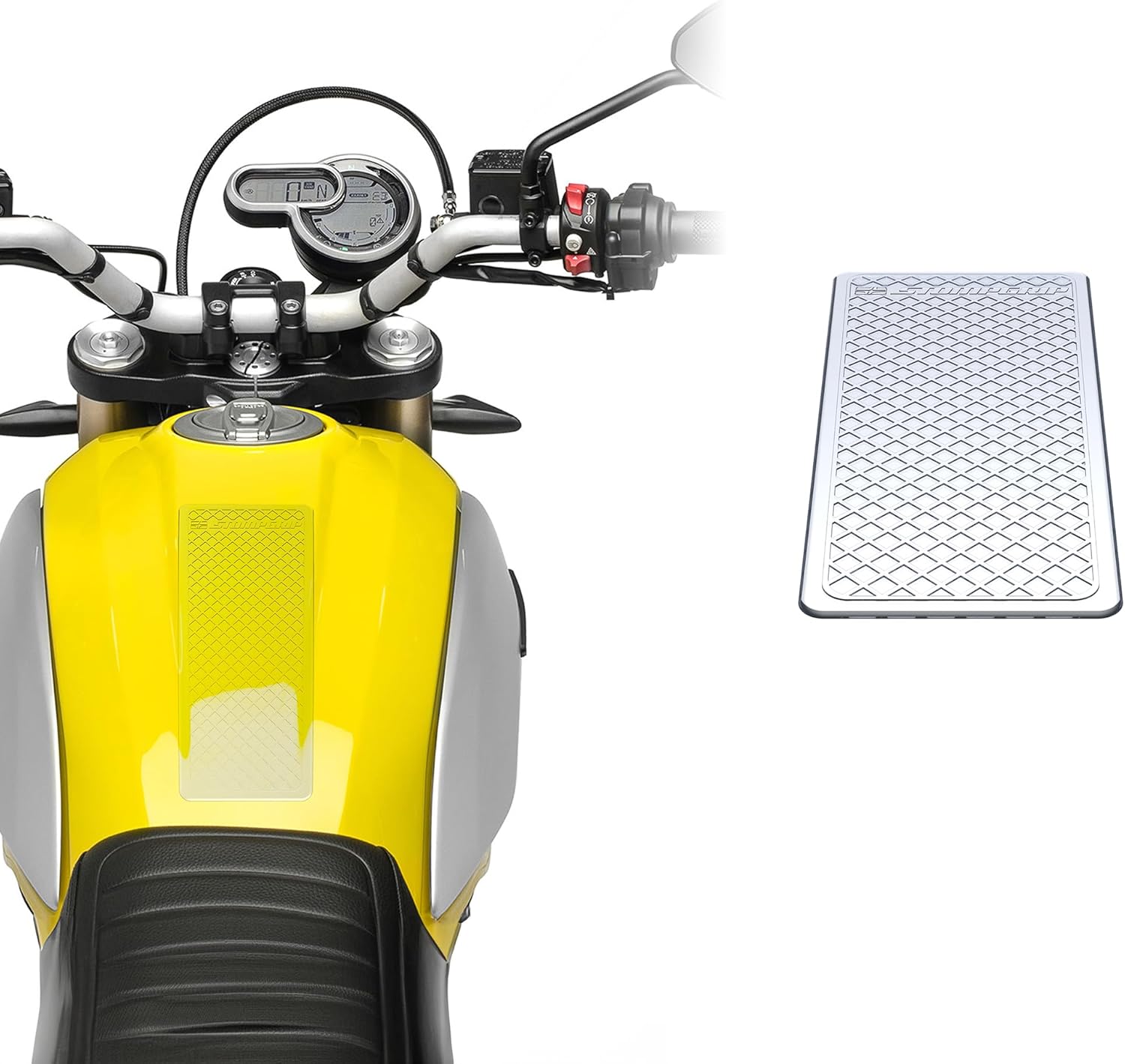 STOMPGRIP | Motorcycle Center Tank Pad Protector | Universal Fit | Pint | Waffle Clear