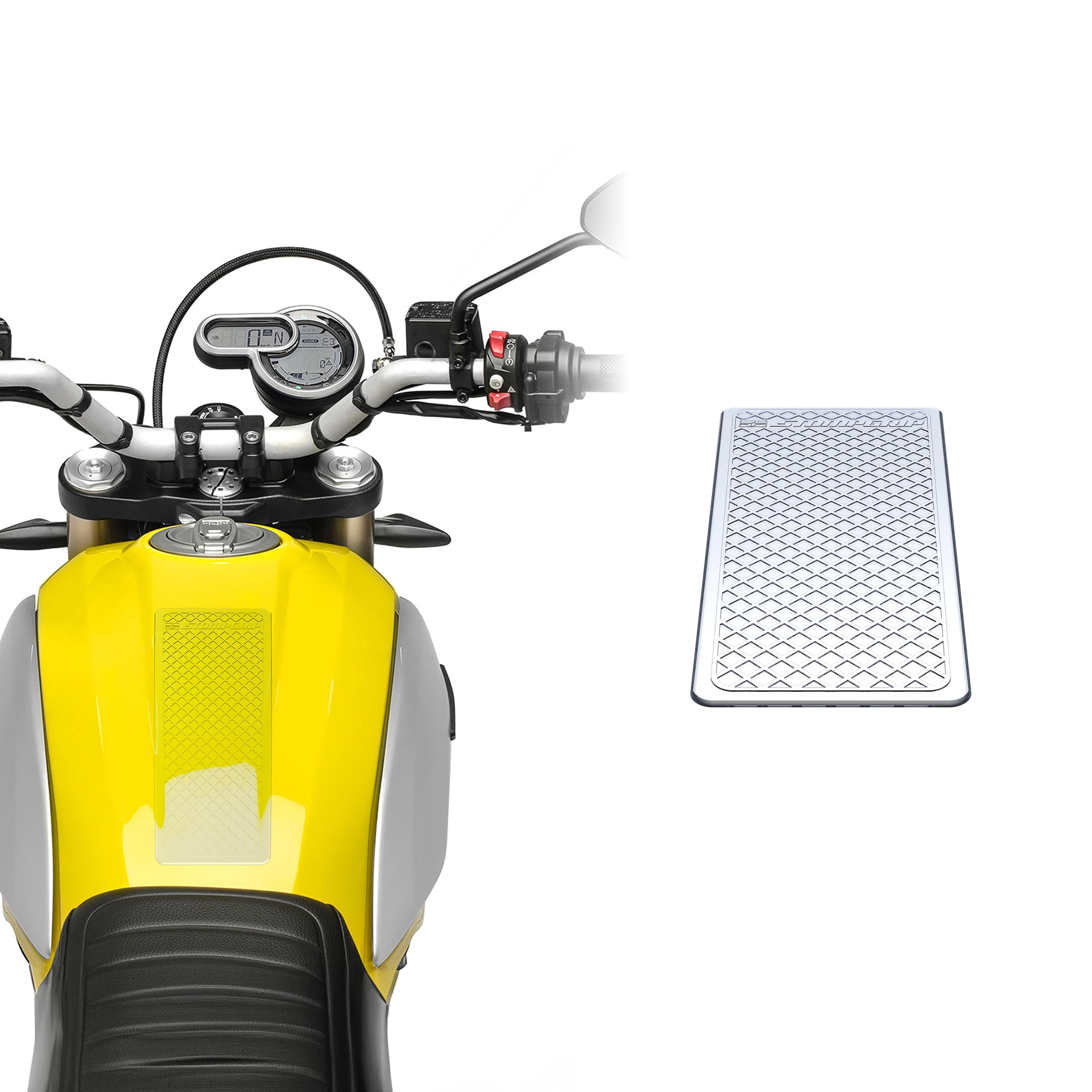 STOMPGRIP | Protection De Réservoir Central De Moto | Ajustement Universel | Old School | Icon Clear