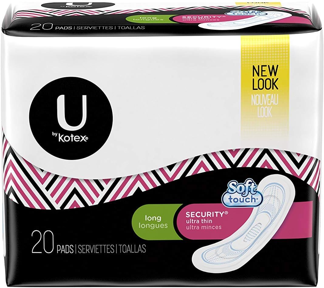 Kotex Ultra Thin Maxi Pads Long for Medium Protection - 20 Pads / Pk, 12 Pack