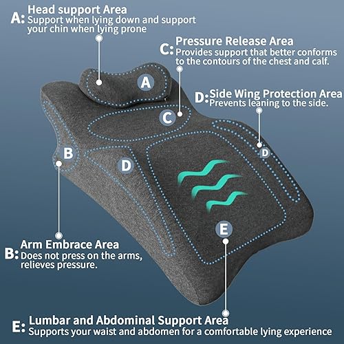 Miniatura 3 de Almohada ergonómica propensa de cuña, almohada de cama multifuncional, almohada de lectura, ideal para descansos de cama, masaje, lectura, soporte