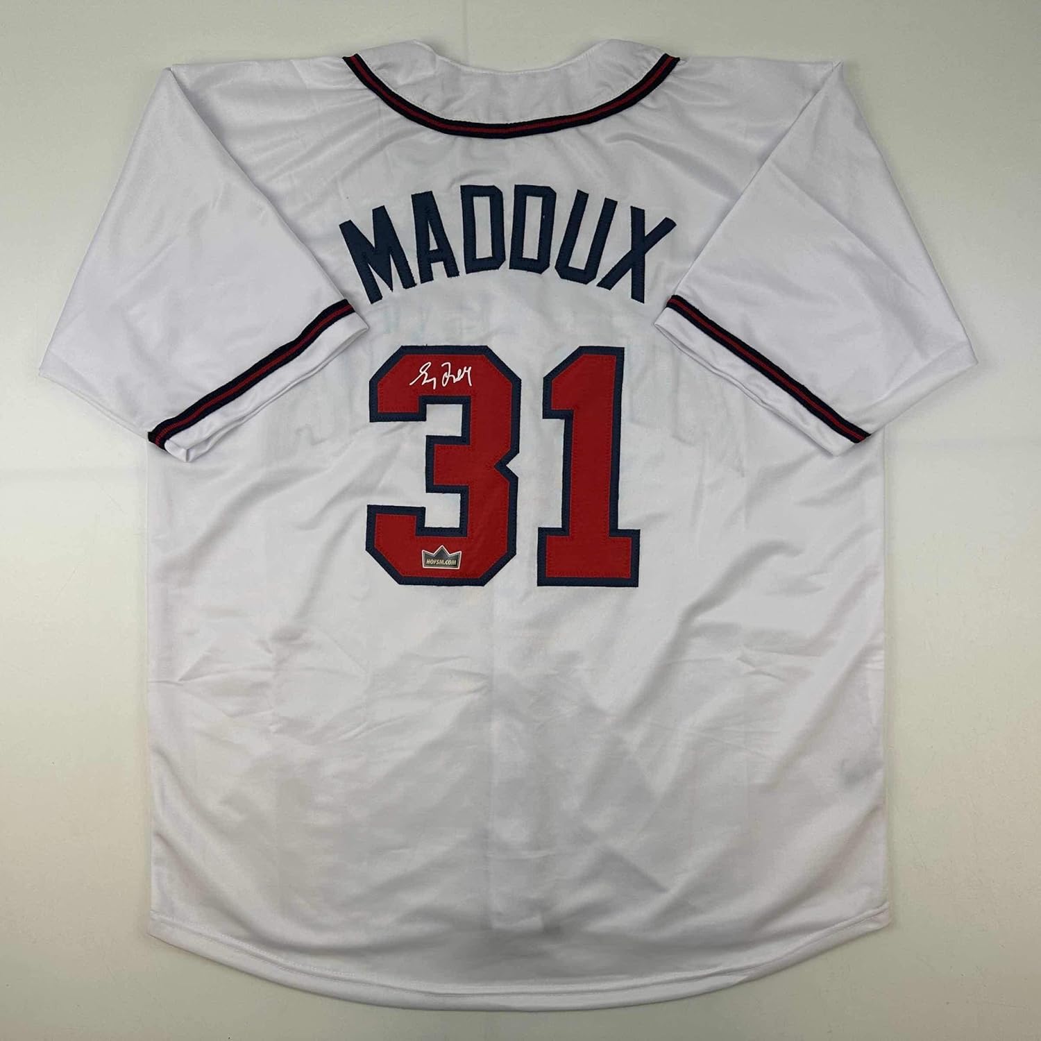 Facsimile Autographed Greg Maddux Atlanta White Reprint Laser Auto Baseball Jersey Size Men's XL