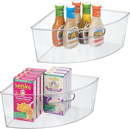 mDesign - Organizador de cocina de plástico con asa frontal, 14, 6.0in de profundidad, apto para alimentos, sin BPA