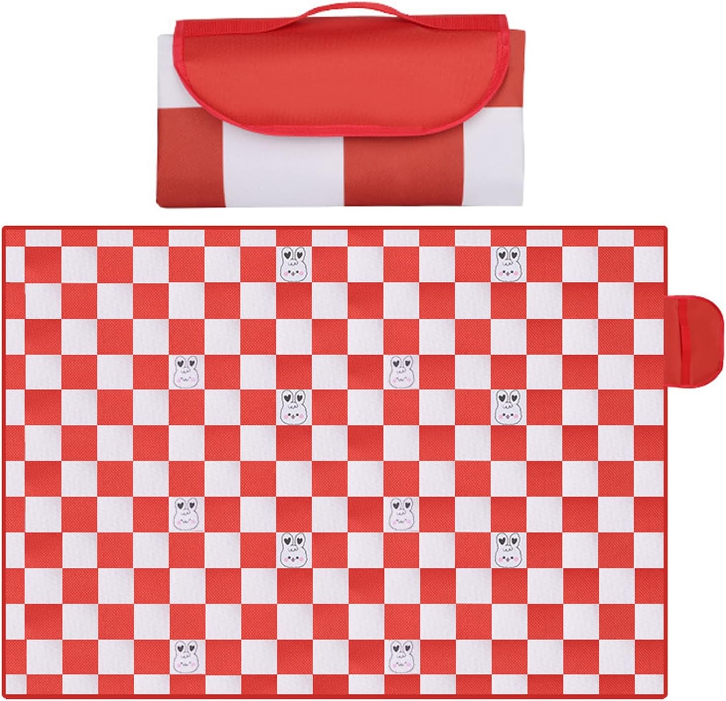 Foldable Picnic Blanket 59"X79" Large Waterproof Thick Picnic Camping Mat, Machine Washable Outdoor Blanket for Travel Hiking Park Grass,Red