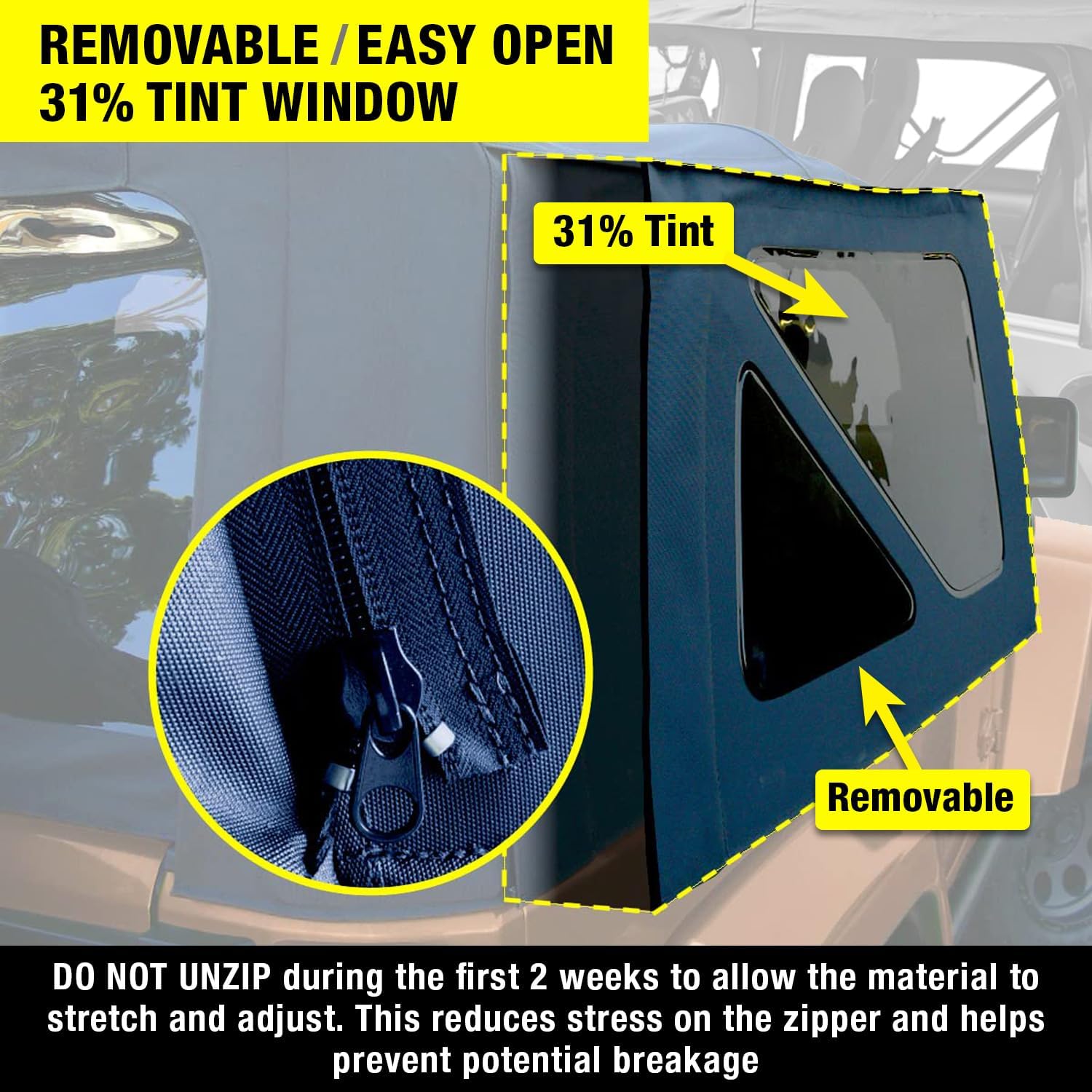 Sierra Offroad Soft Top for 1997 to 2006 Jeep Wrangler TJ - Black, Sailcloth Vinyl - 2 Door Jeep Soft Top with Rear Plastic Tinted Windows - Factory Precision Fit Replacement - No Upper Door Skins