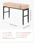 VEVOR Courbe de travail réglable, 2000 Capacité, 61 x 20-inch Banc de travail lourd avec 27,136 pouces Réglage de la hauteur, Garage Workbench avec sorties d'alimentation, adapté pour le bureau, Garager, Atelier
