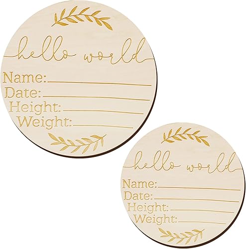 2 letreros de madera con nombre de Hello World, recuerdo de llegada para regalo de habitación de bebé (3.9 in5.9 in)