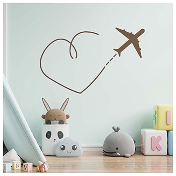 Kayra Decor Heart Design Airplane Dash Route Wall Stencil for Art and Craft - Size 16 Inch x 24 inch.