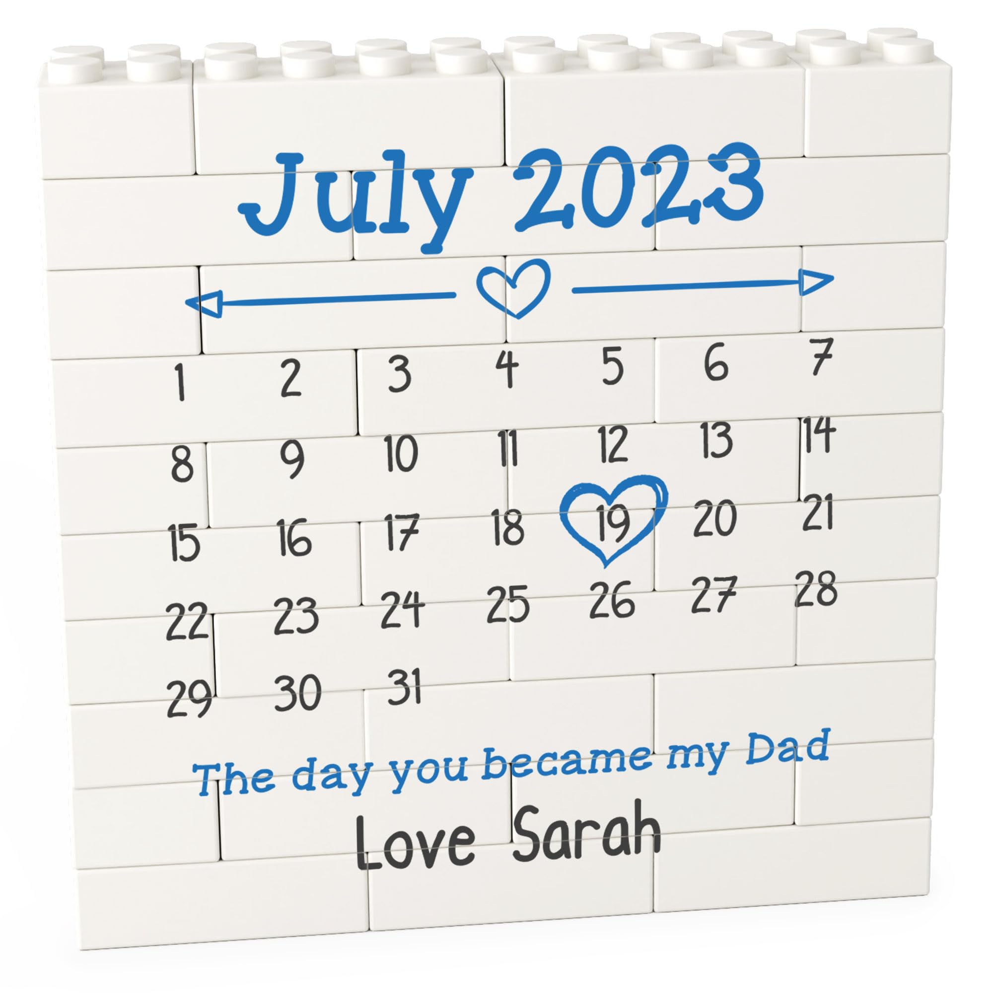 Beecreative Personalised First Fathers Day Gifts From Son or Daughter - Custom Building Block Set - The Day You Became My Dad Present
