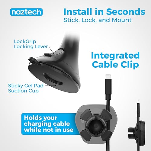 Miniatura 5 de Naztech MagBuddy Elite - Soporte de teléfono para automóvil, soporte para parabrisas de teléfono, soporte para teléfono celular para iPhone y