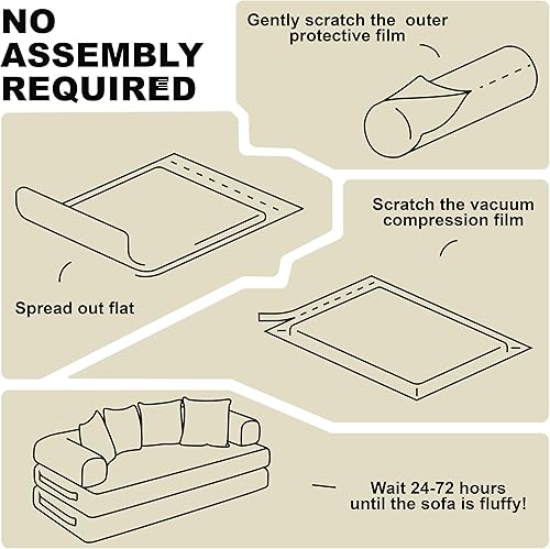 Miniatura 7 de Sofá cama convertible con almohada, 79 sofá cama tapizado de felpilla de gran tamaño, sin hueso, sofá plegable 4 en 1 con marco de forma fija, sofá