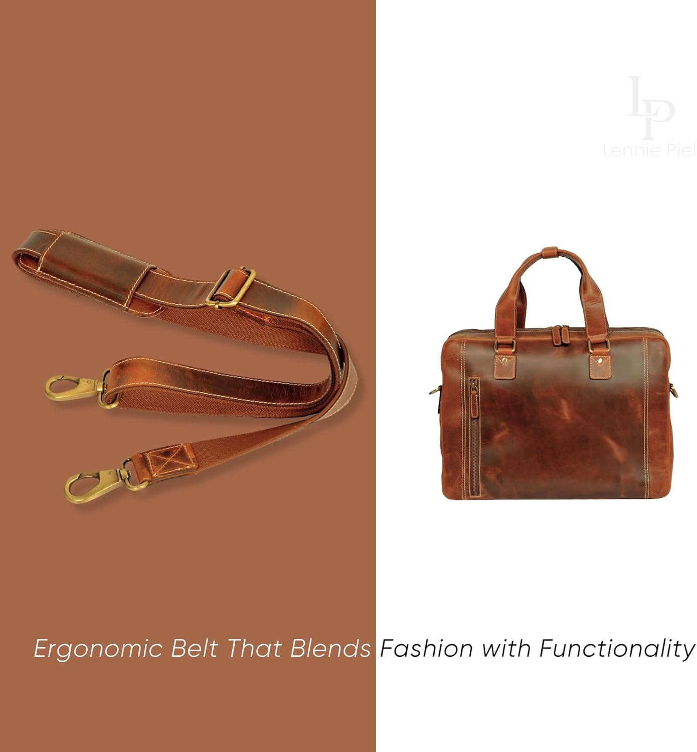 Full Grain Handmade Leather Messenger Bag – Twin Compartment 15.6" Laptop Briefcase Satchel for Men & Women - Image 7