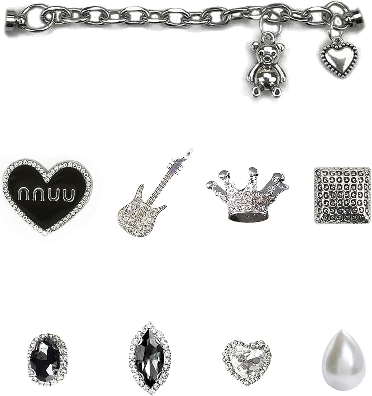 Chic Bling Shoe Charms Gold and Sliver Designer Jewels Pretty Cute Chains Decorations Accessories for Women Girl Adults - Image 4