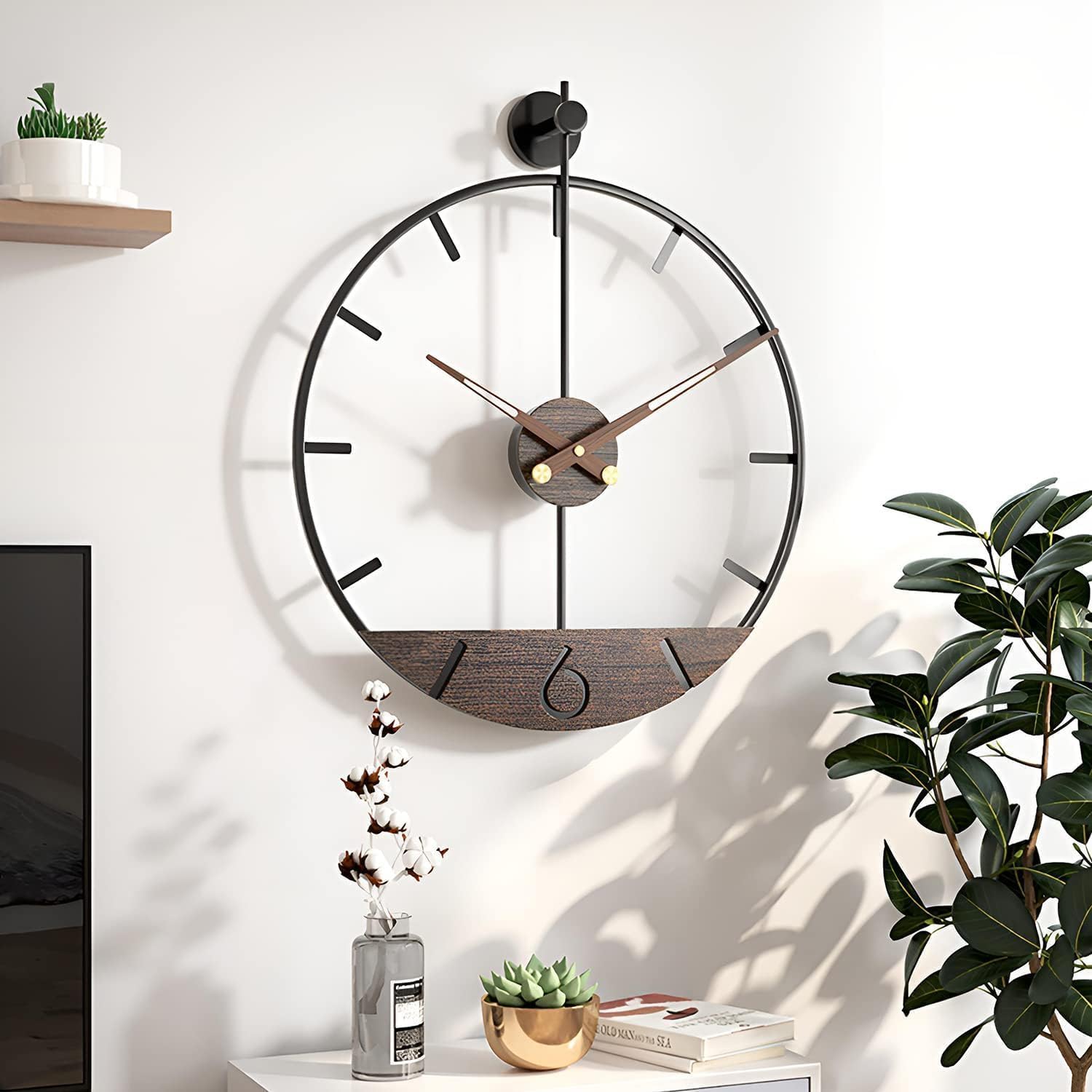 Relógio de Parede Grande de Metal de 50,8 cm rústico Redondo quase silencioso Vintage decorativo Grande relógios de Parede para