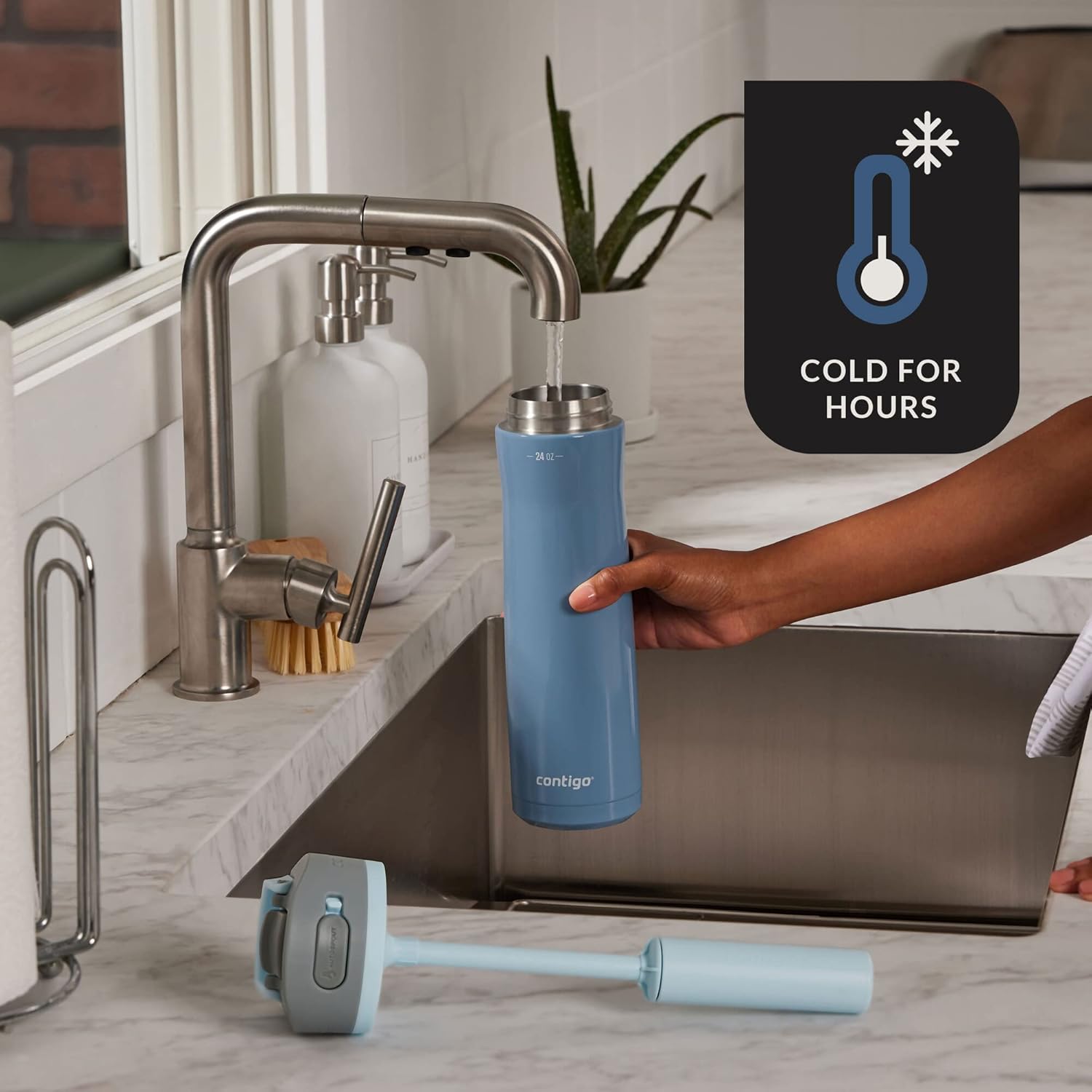 Contigo Wells Chill Stainless Steel Filter Water Bottle with AUTOSPOUT Straw Lid and Replacement Filter, 24 Oz. [color] - Image 7