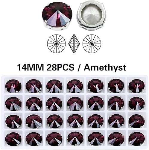 Miniatura 2 de Coser en agujeros de diamantes de imitación Ajuste de garra de metal K9 Piedras de cristal redondas de lujo Gemas de piedra de cobre con espalda