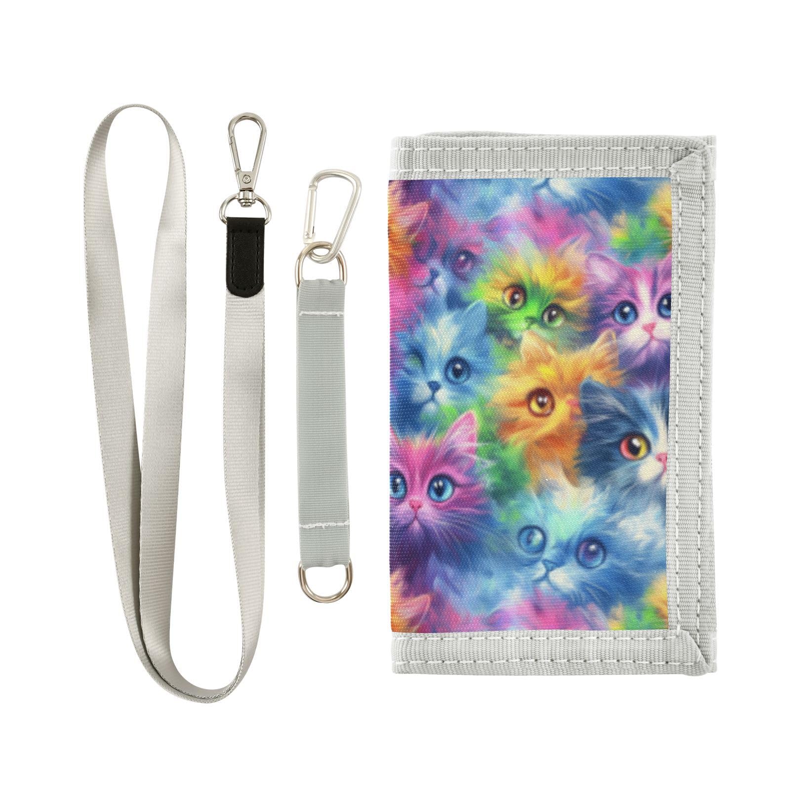 Wusikd Colorful Cat Kids Wallet for Boys Girls Cute Toddler Trifold Wallet Novelty Wallet for Teens Women Men