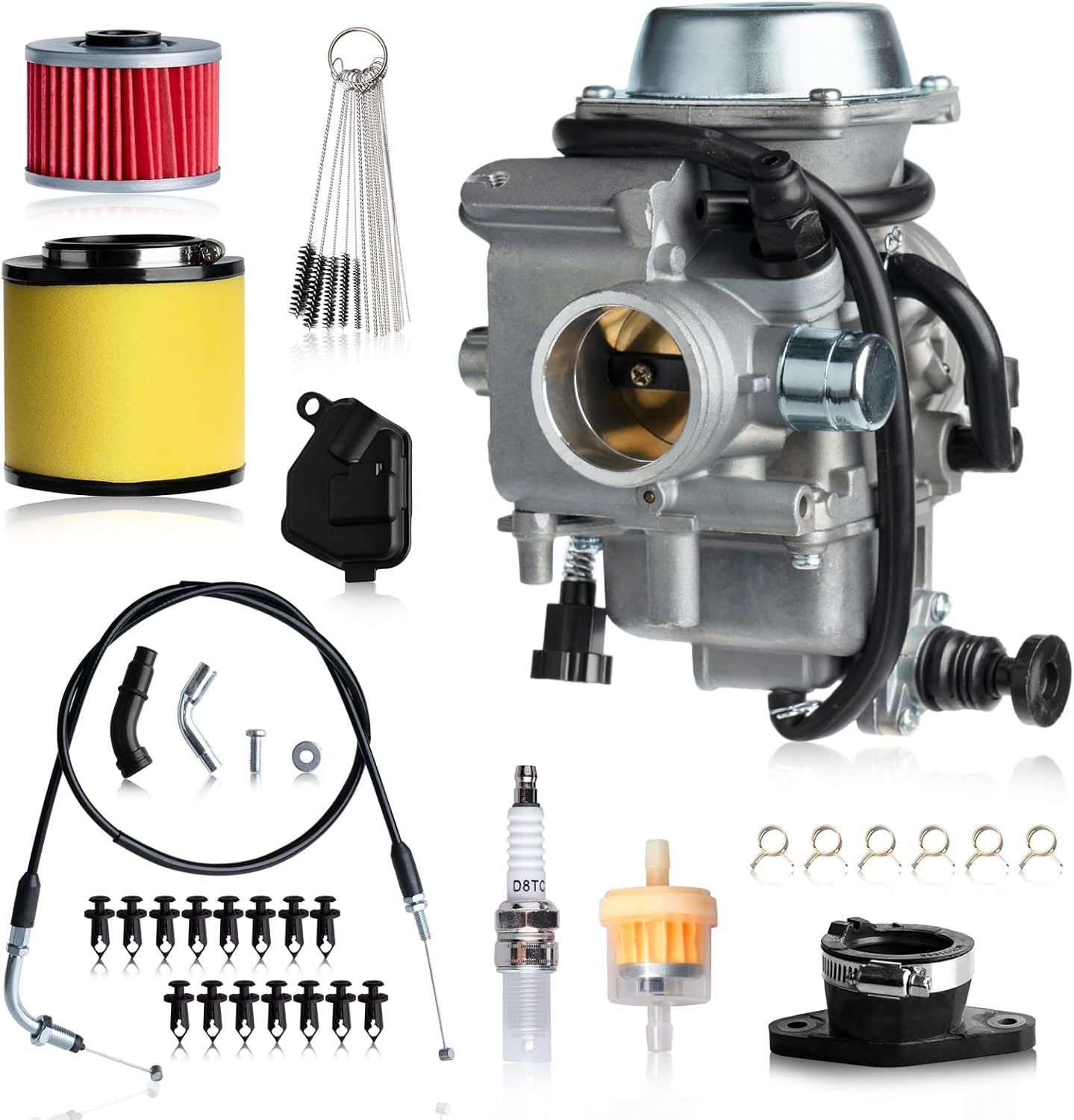 Carburetor Kit for Honda Rancher 350 TRX350 2000-2006, Fits TRX350FE FM TE TM ES & Foreman 400 450 TRX450FE FM 2002-2004, Also for FourTrax 300 TRX300 1986-2000, with Air Filter & Oil Filter