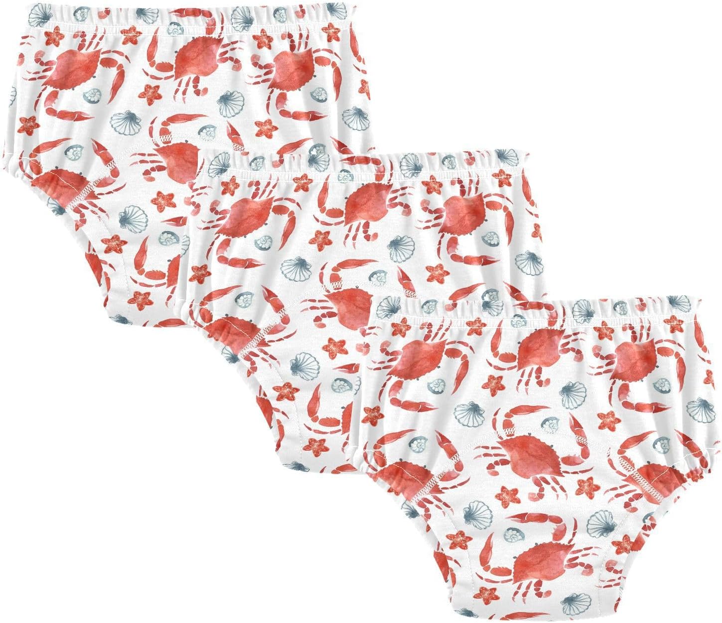 Potty Training Underwear 3 Packs Crabs Shells Soft Toilet Training Pants for Toddler Girls Boys 2T