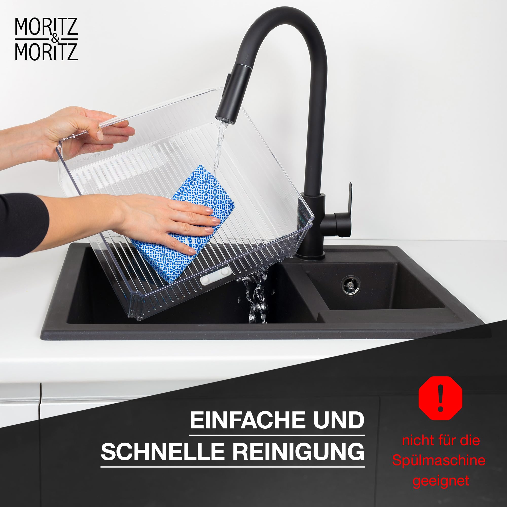 Moritz & Moritz 10er Pack Kühlschrank Organizer Set mit Deckel - Kühlschrank Boxen Stapelbar - Kühlschrankboxen Transparent - Robust - Aufbewahrungsboxen für Küche Vorratsschrank Schublade