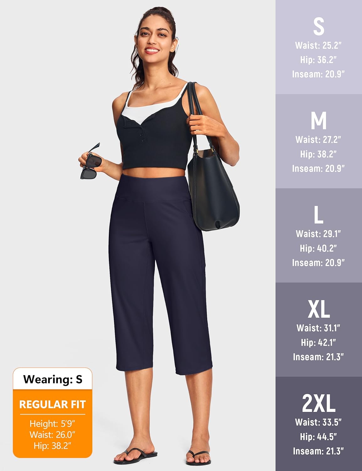 15"/ 18"/ 21" Capri Pants for Women High Waist with Pockets Women's Capris Workout Yoga Pants Loose Straight Leg - Image 6