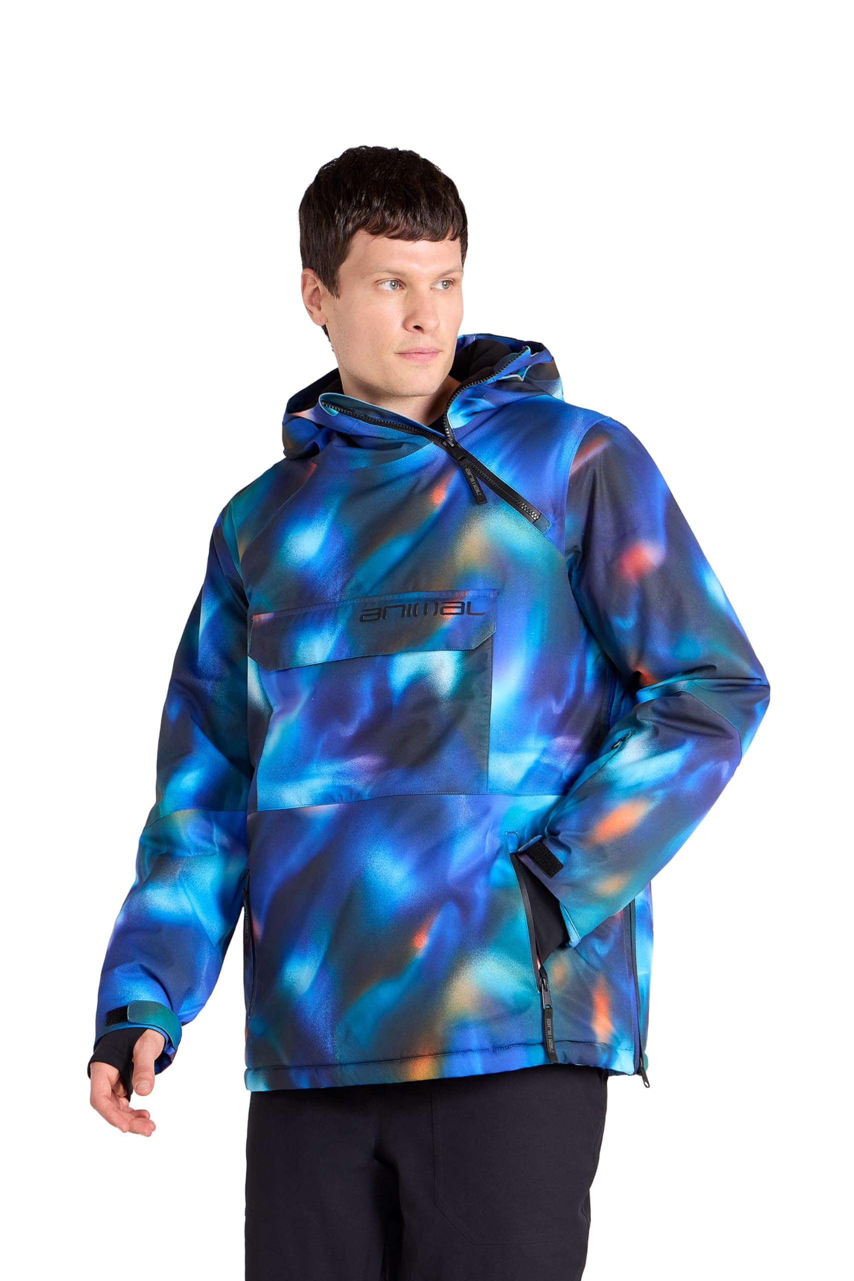 Animal Men's Bright Blue Snowy Snow Jacket - Breathable Lift Pass Pocket & Waterproof - For Autumn Winter, Skiing & Outdoors S