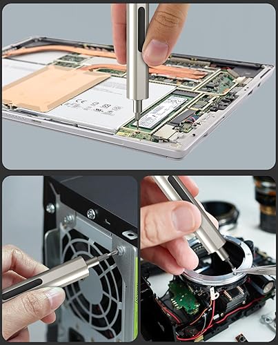 Miniatura 5 de HYCHIKA - Juego de destornilladores de precisión, mini destornillador eléctrico 67 en 1 con 52 puntas magnéticas, 3 ajustes de torsión, luz LED y