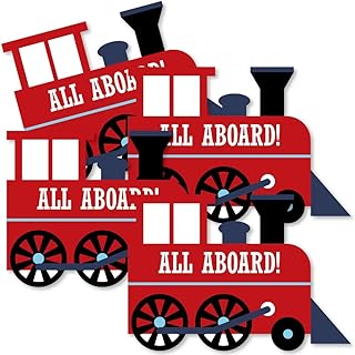 Big Dot of Happiness Railroad Party Crossing - Train Decorations DIY Steam Train Birthday Party or Baby Shower Essentials - Set of 20