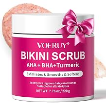 Bikini Area Exfoliating 10% AHA+BHA&Turmeric, Curly & Razor Bump, Bikini Underarms, Skin Moisturizing, Smoothing, Exfoliating Body Scrub, Walnut Shell Powder Included