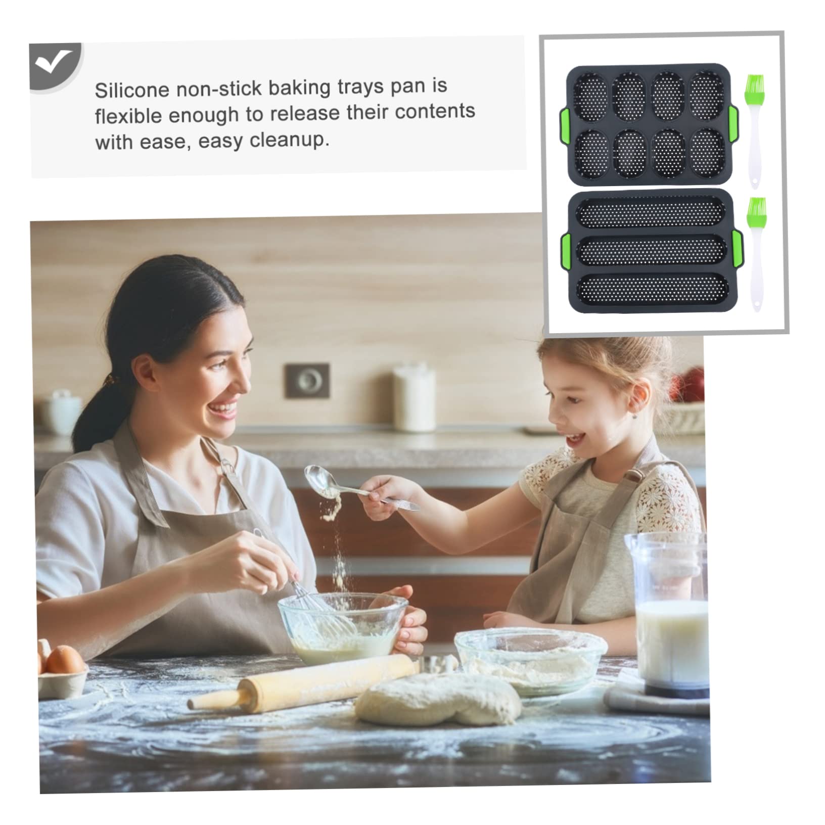 Molde de Silicona para Pan Francés Perforado, 1 Set Negro