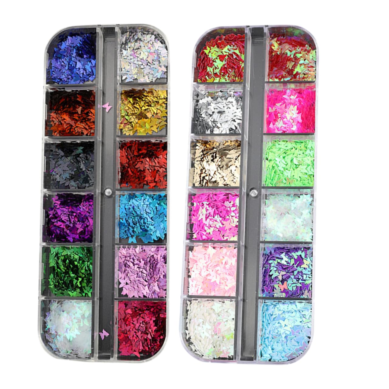 FOMIYES 2 Boxes Butterfly Sequin Set for Eye Makeup Nail Art 12 Colors Glitter Sequins Palette