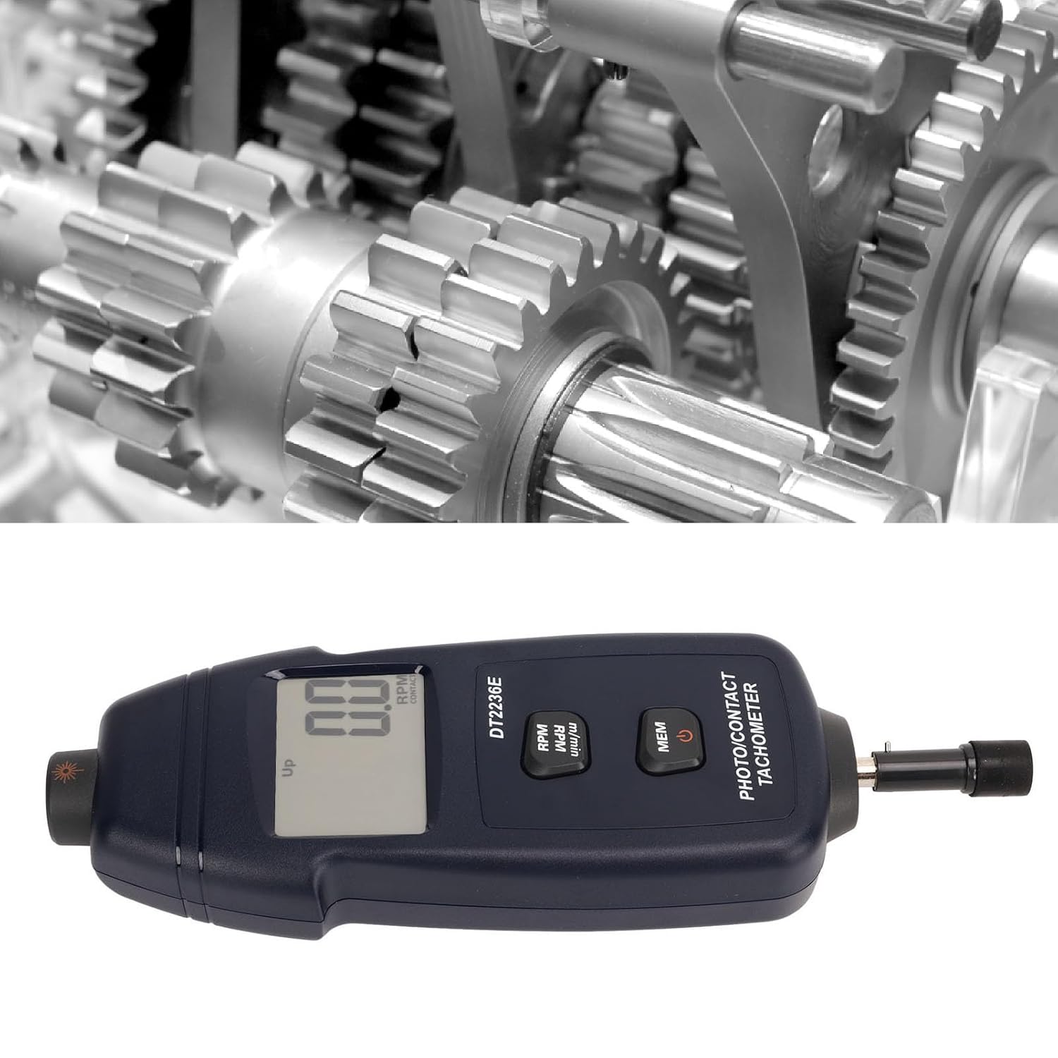 Non Tachometer Handheld Digital Tachometer with Data Storage, White Backlit Advanced Technology Tachometer RPM Meter