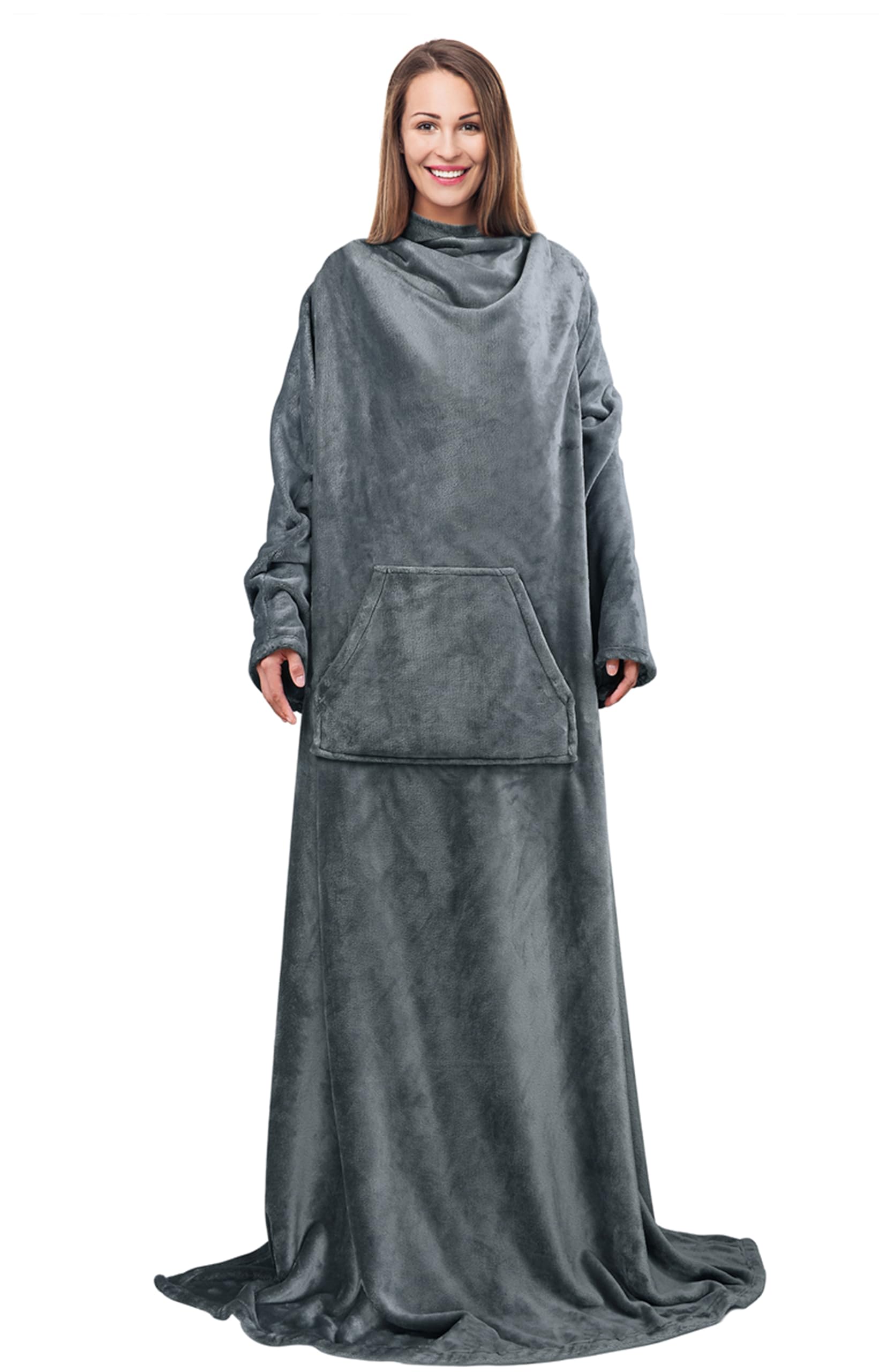 Catalonia Classy Blanket with Sleeves and Hood as Gift for Women Men Adult Soft Fleece Wearable Hooded blanket