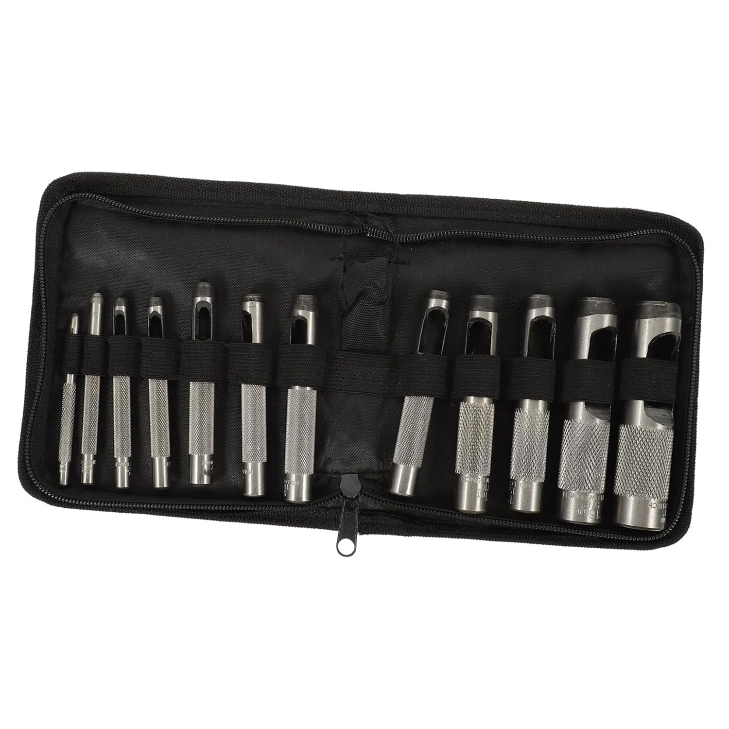Didiseaon 12pcs Leather Hole Punch Set Steel Belt Hole Cutter, Adjustable 3-19mm Diameter, Heavy Duty DIY Leathercraft Punching Tools for Belts and Craft Projects