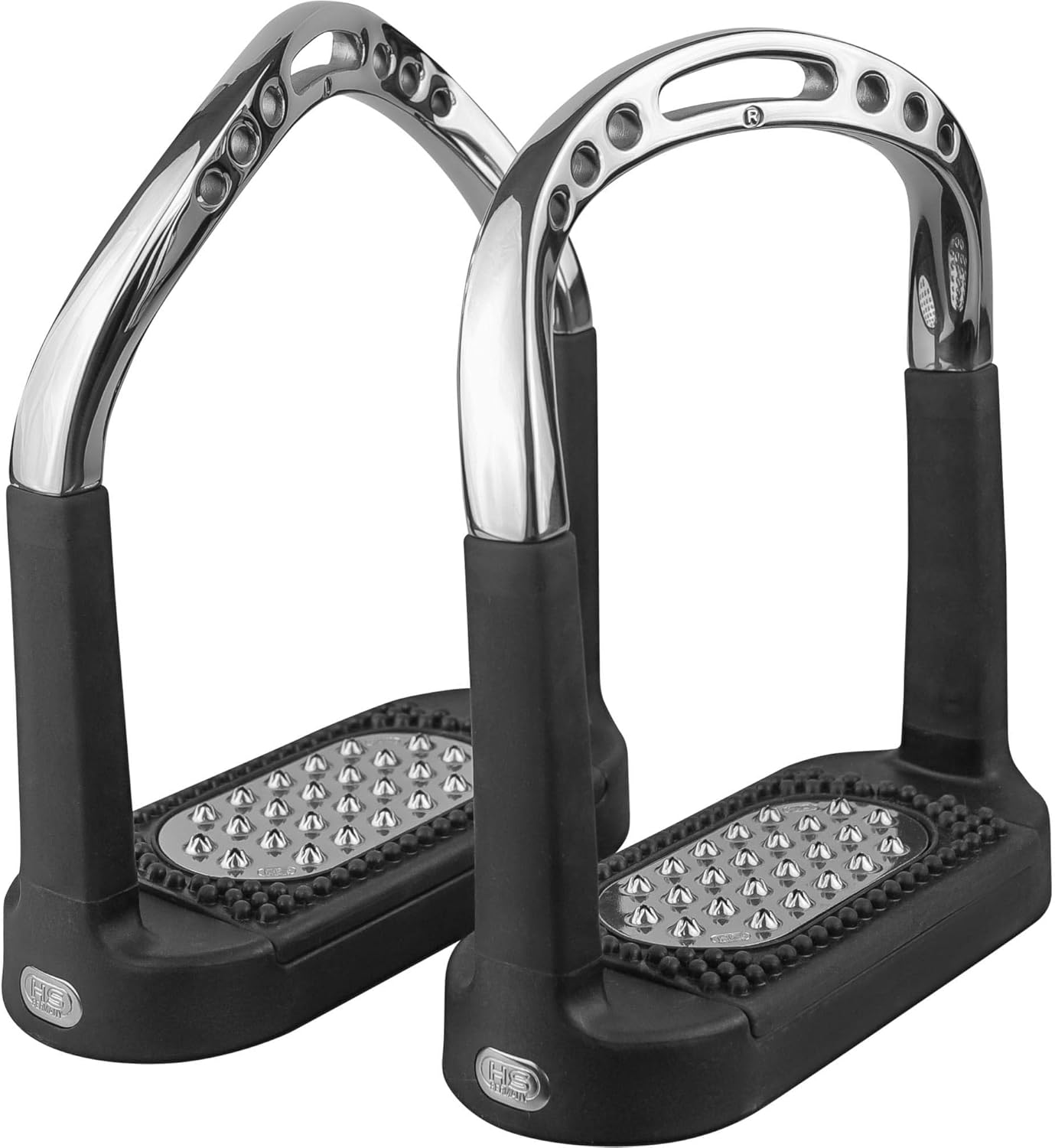 Herm Sprenger Stainless Steel Equine Flexcite Grip Stirrups Size 120 mm for Horseback Riding a Pair of Stirrups for Equestrian Sport Made in Germany