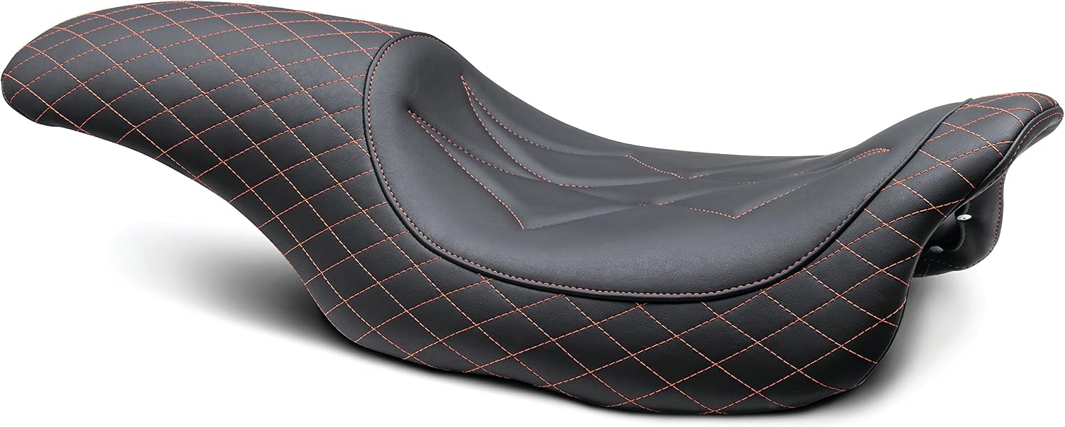 Mustang Seats 74111AB Black/Red Motorcycle Seat
