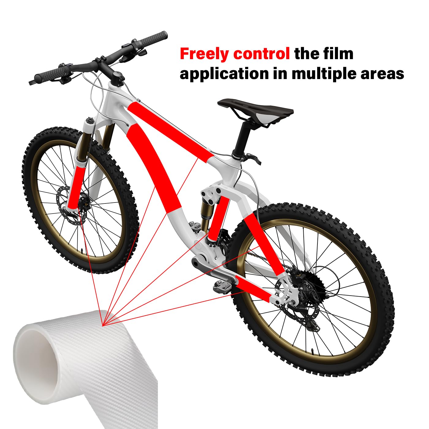 Chooee Rahmenschutzband aus Karbonfaser, halbtransparent, 3 m, Fahrrad-Schutzfolie, Aufkleber, kratzfest, für E-Bike/Mountainbike/Kies/MTB/Rennrad