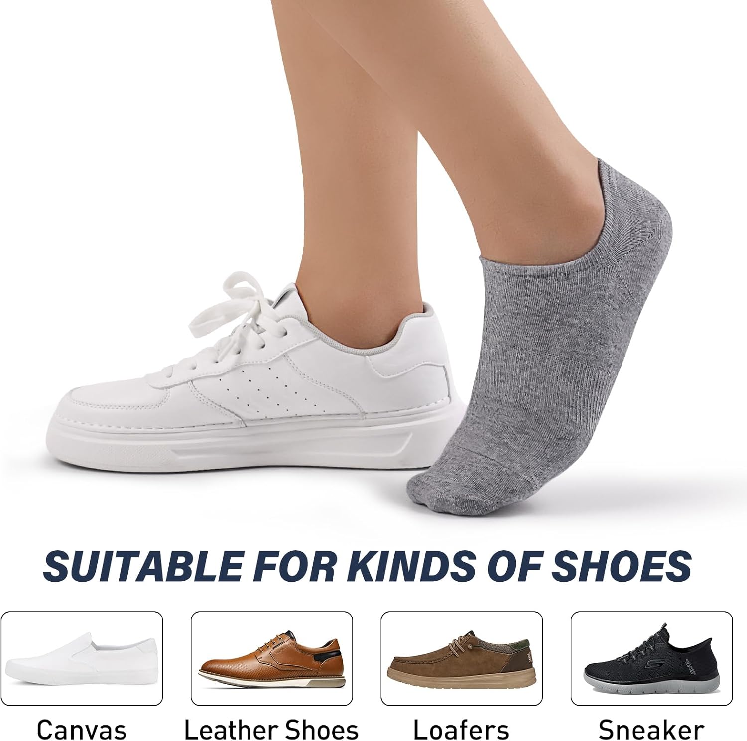 SIXDAYSOX No Show Socks Men 6/8 Pack Short Cotton Ankle Socks Size 10-13/13-15 with Arch Support - Image 5