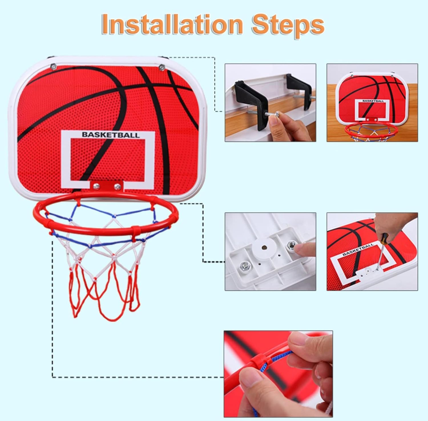 Basketball Hoop Small Hanging Basketball Hoop, Outdoor/Indoor, Portable Shattproof Basketball Goal for Courtyard Backyard