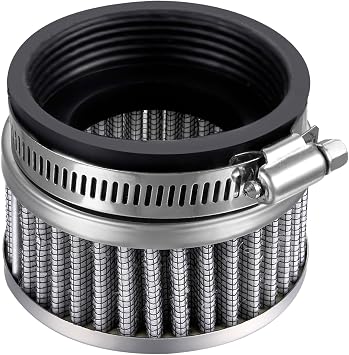 Universal 60-62mm Air Filter Cleaner Round Tapered Replacement for Motorcycle Silver Tone