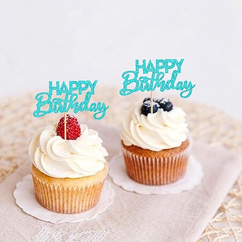 Miniatura 3 de Ercadio Paquete de 24 adornos para cupcakes con purpurina negra montada para cupcakes de cumpleaños, para baby shower, niños, fiesta de cumpleaños,